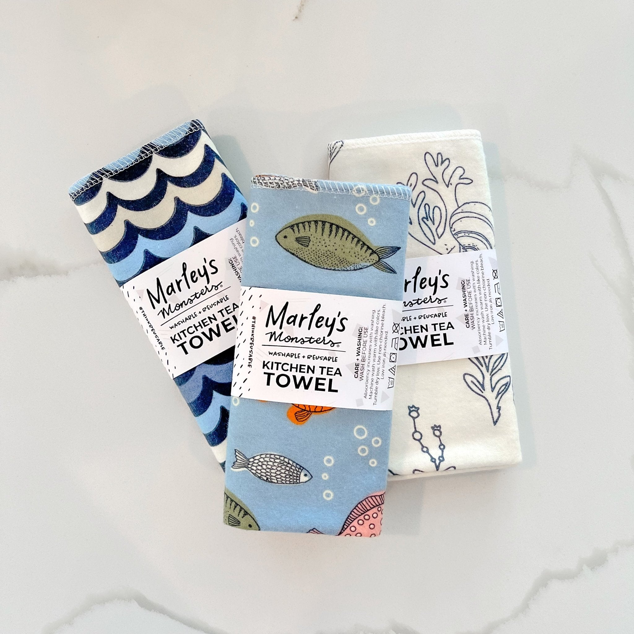 Kitchen Tea Towel: Air B N' Beach Prints | Marley's Monsters Waves