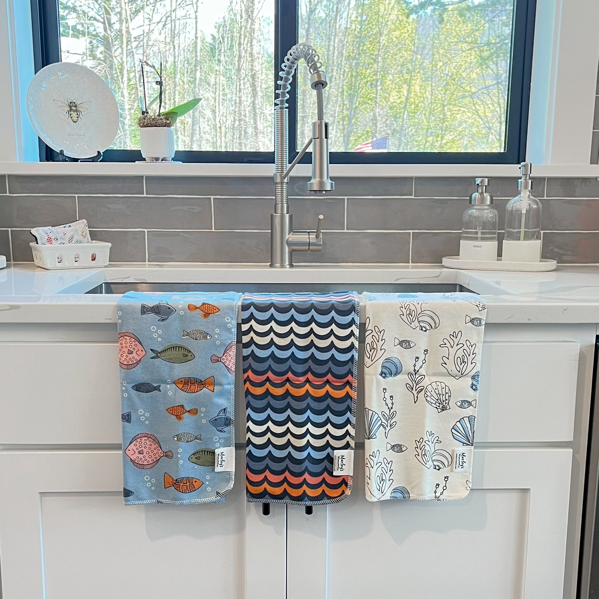 Kitchen Tea Towel: Air B N' Beach Prints | Marley's Monsters Colorful Fish