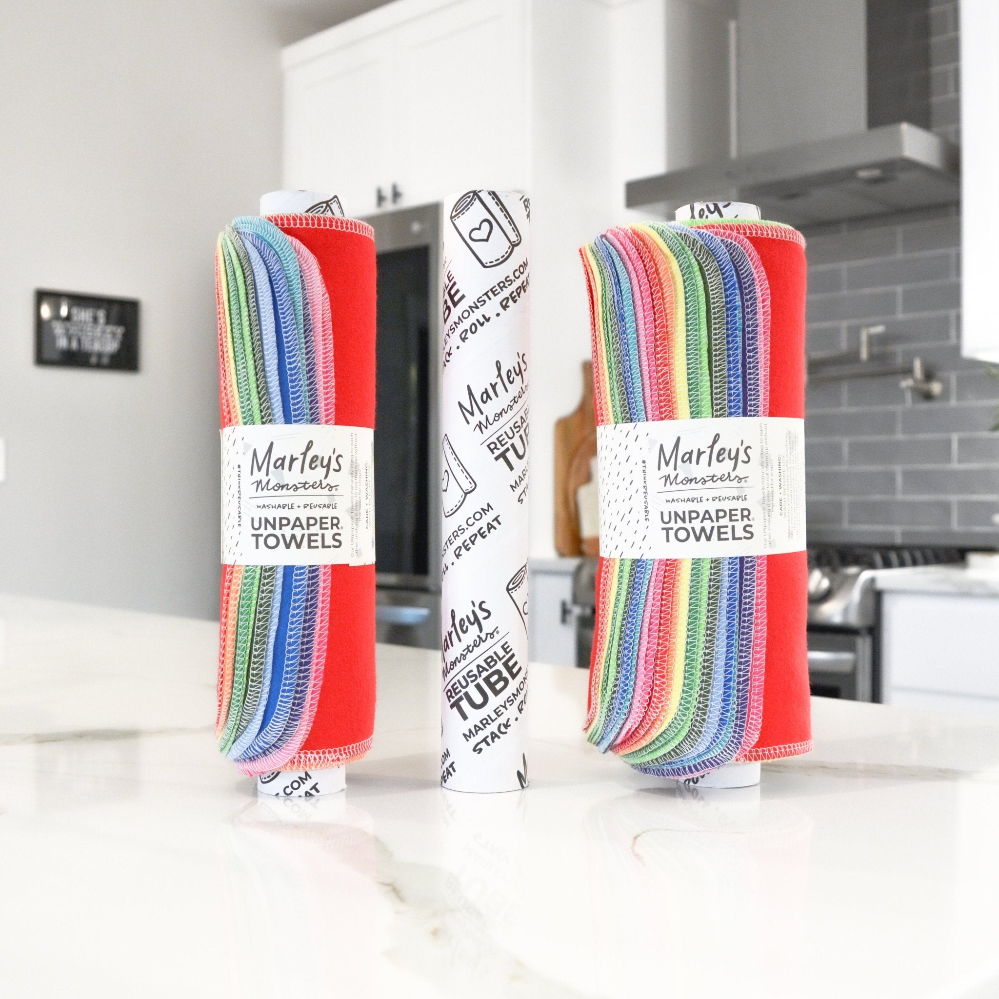Pre-Rolled Reusable Paperless Towels - Green and Red Stripes - KARUILU