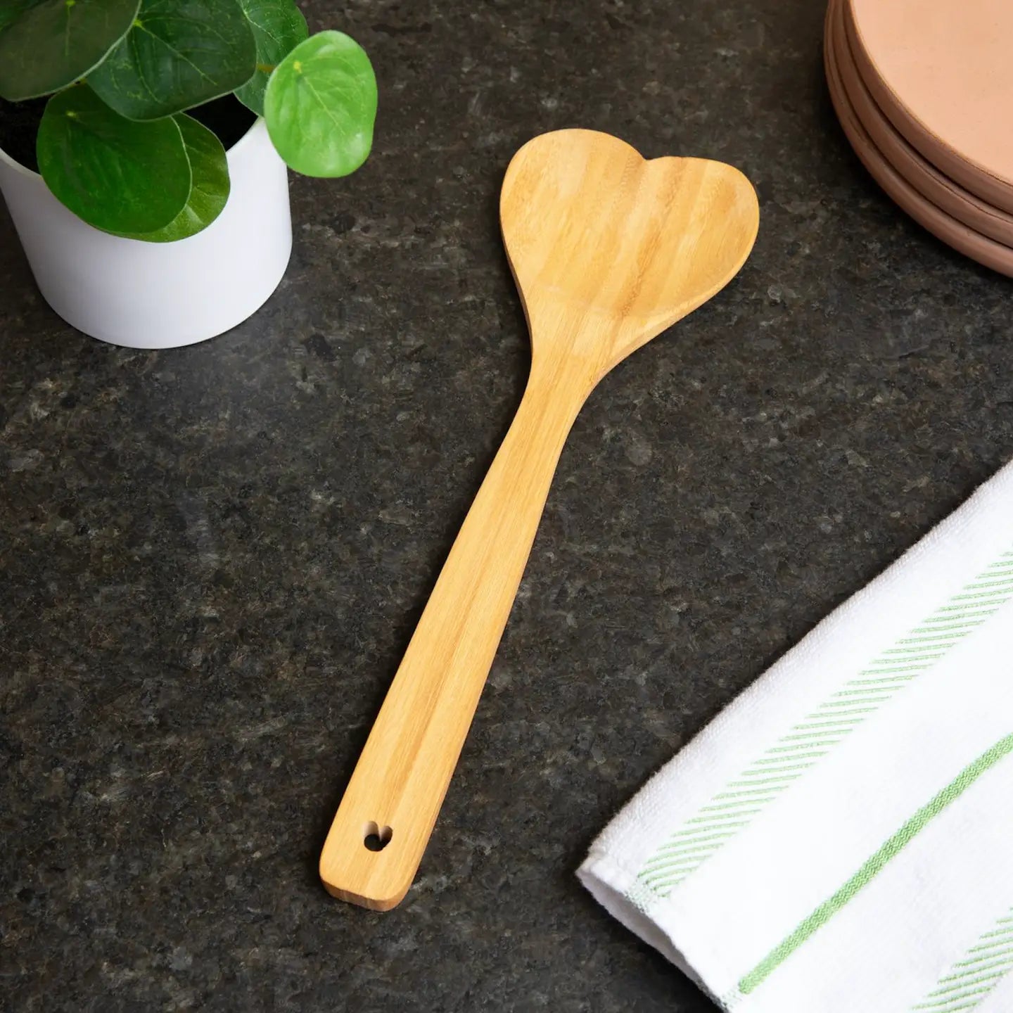 Heart-Shaped Bamboo Kitchen Spoon