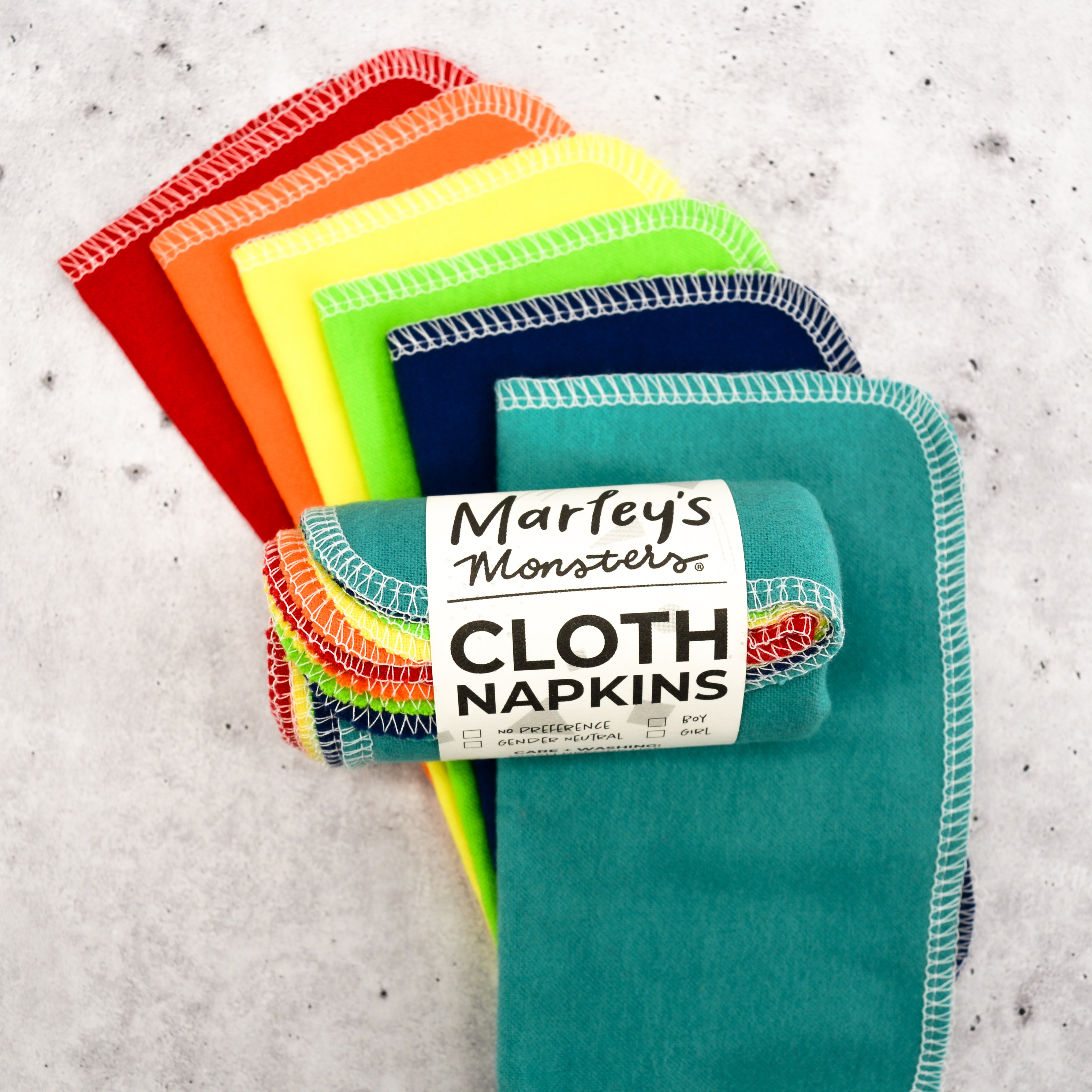 marley's monsters cloth napkins Small Cloth Napkins: Color Mixes Earthy Rainbow / 12 Pack