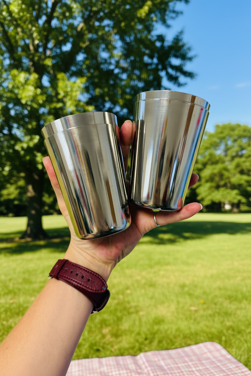 Stainless Steel Cups: Set of 4