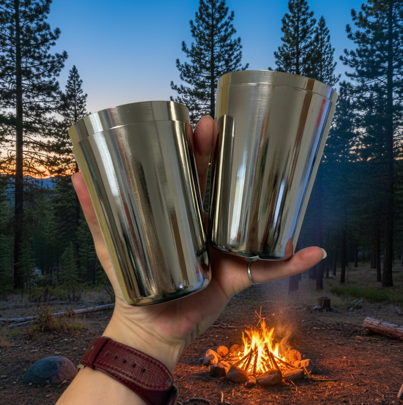 Stainless Steel Cups: Set of 4