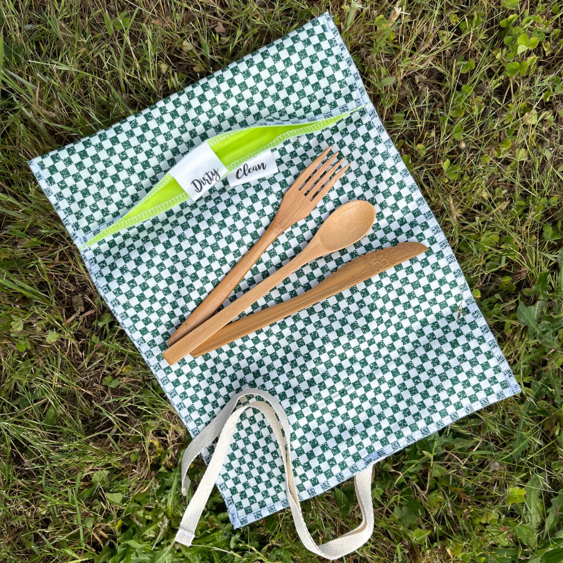 Cotton Utensil Roll: Picnic Checkered