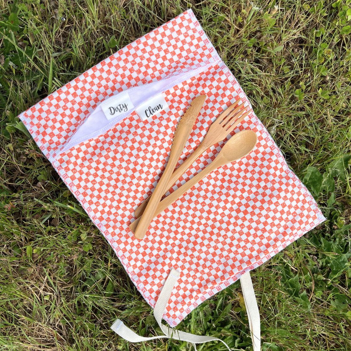 Cotton Utensil Roll: Picnic Checkered