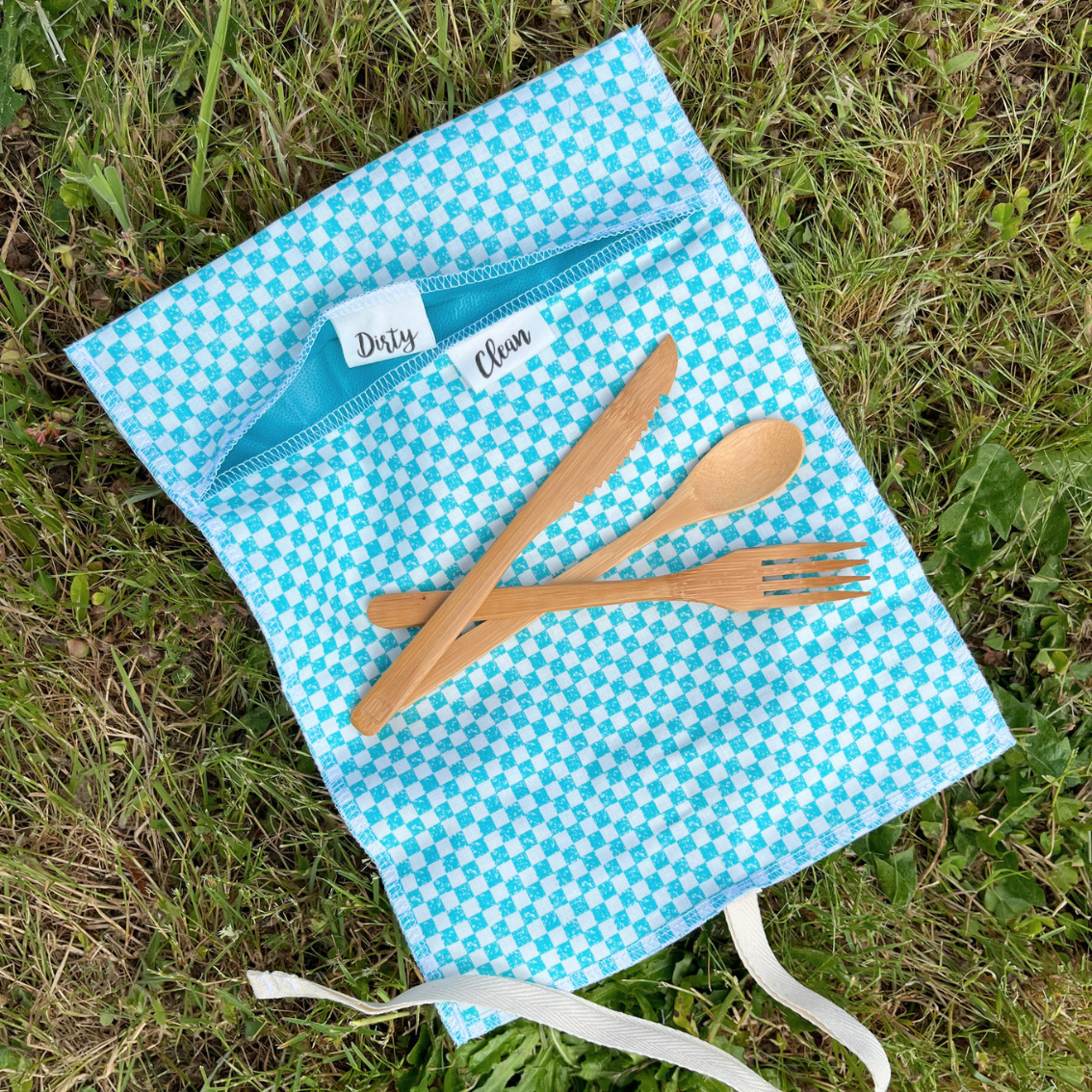 Cotton Utensil Roll: Picnic Checkered