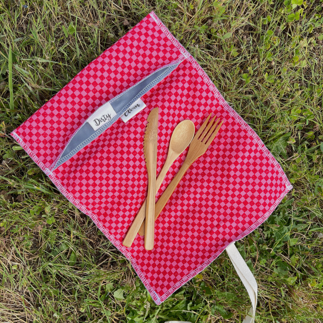 Cotton Utensil Roll: Picnic Checkered