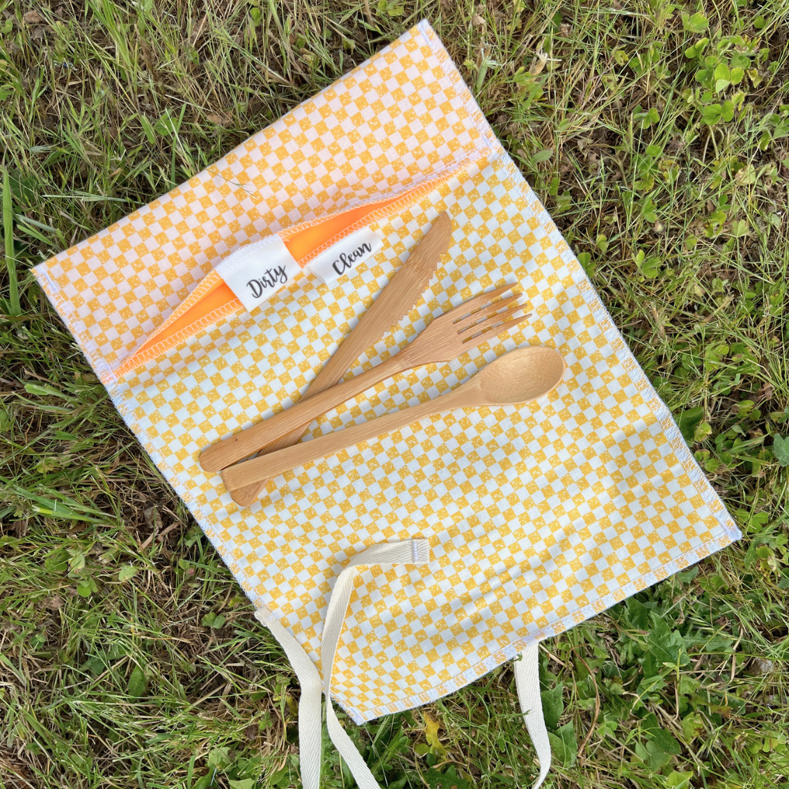 Cotton Utensil Roll: Picnic Checkered