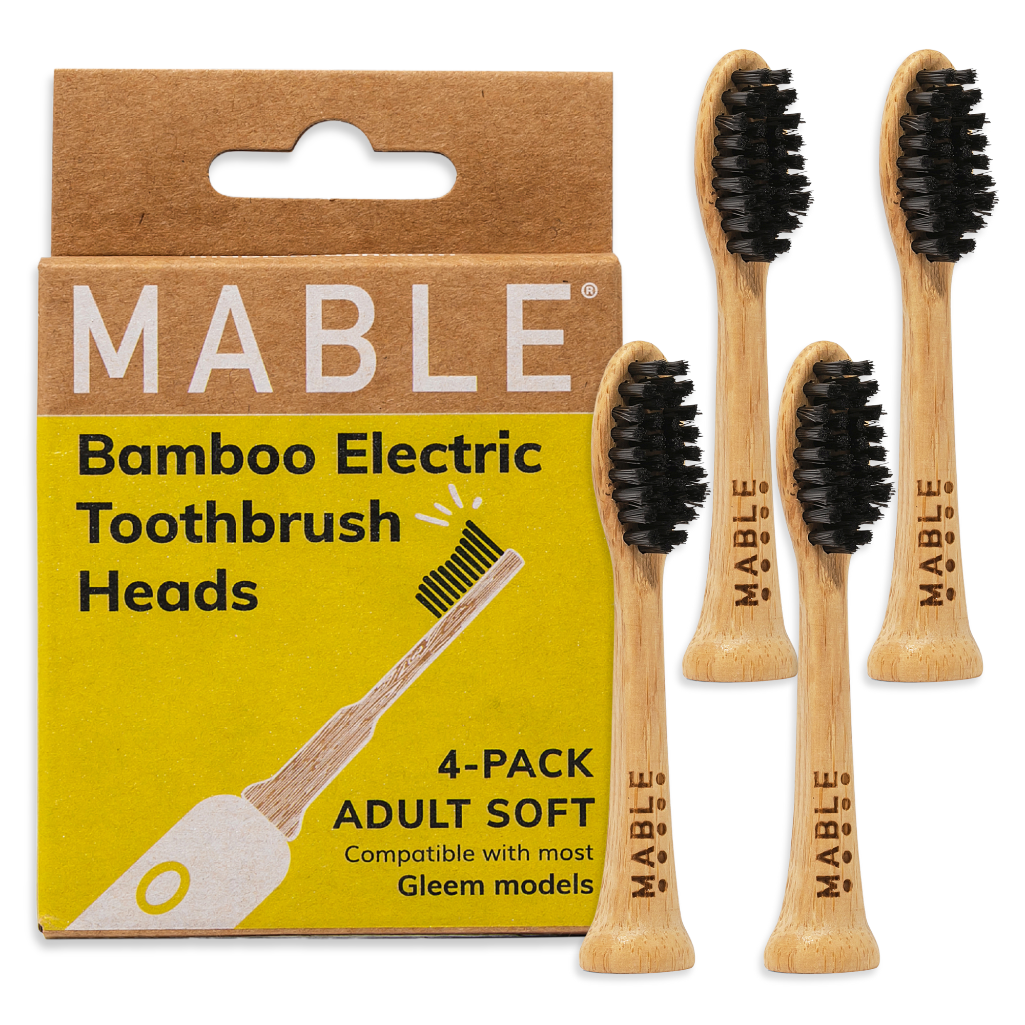 Bamboo Toothbrush Head: Pack of 4