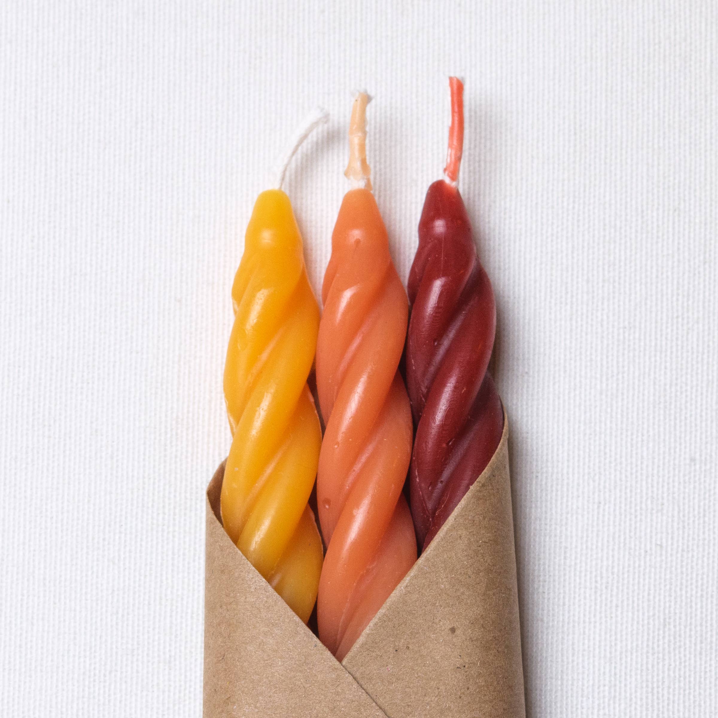Spiral Beeswax Candles - Set of 3