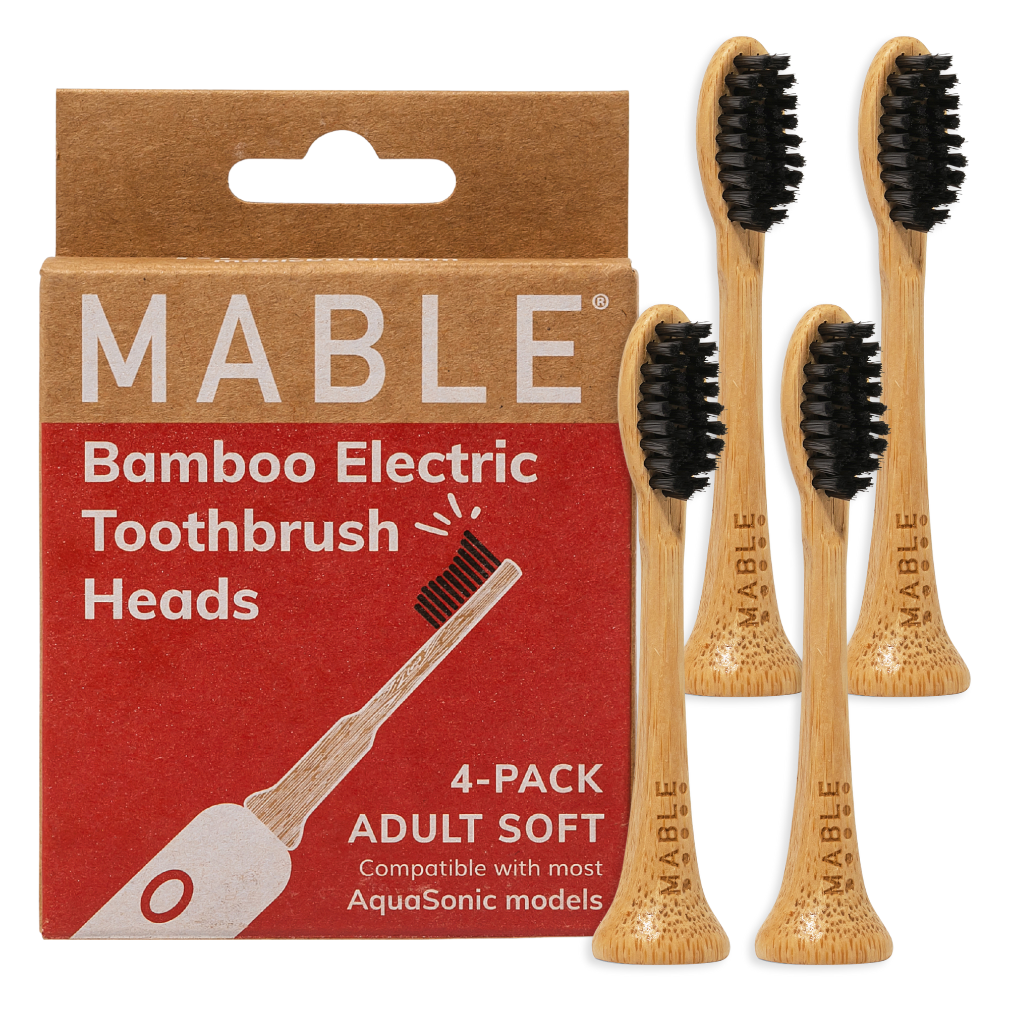 Bamboo Toothbrush Head: Pack of 4