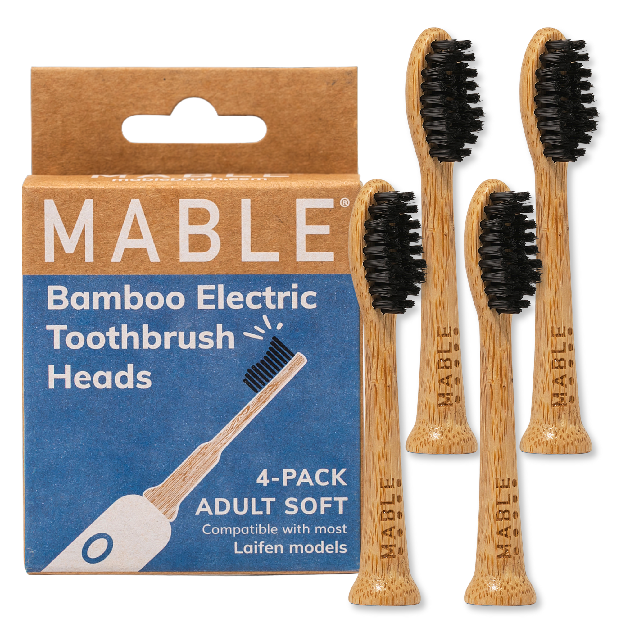 Bamboo Toothbrush Head: Pack of 4