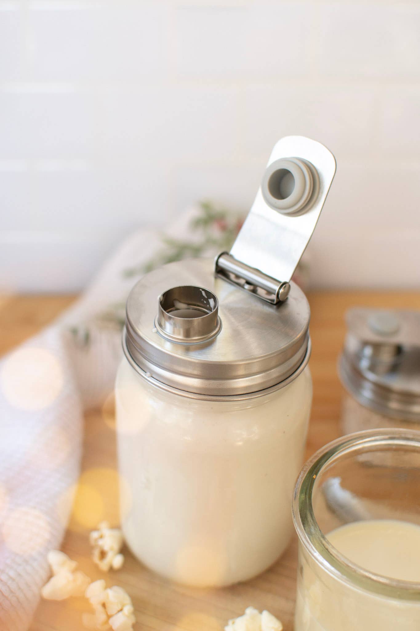 Pourable Jar Lid: Wide Mouth Stainless Steel