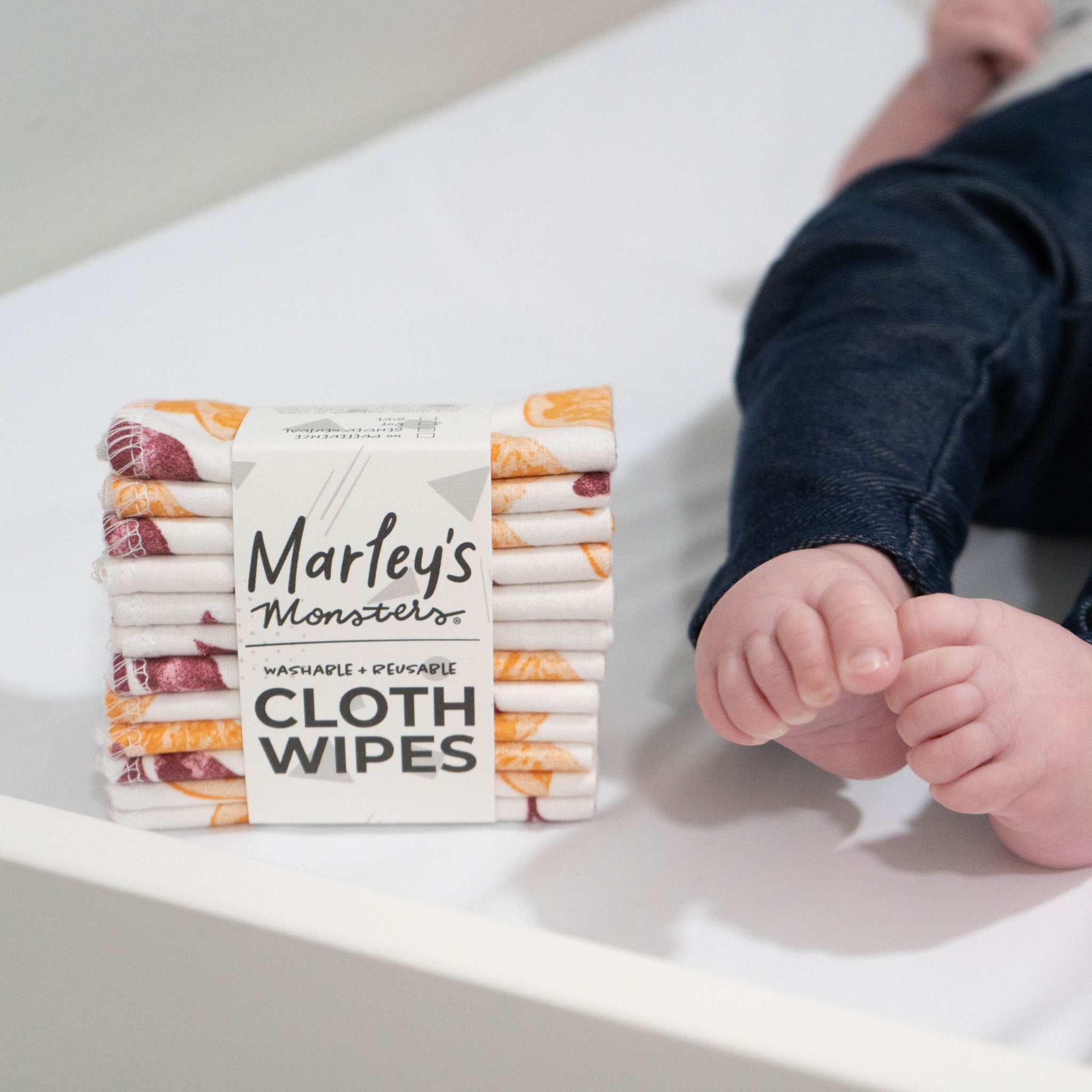 12 Cloth Wipes: Vintage Fruit - Marley&#39;s Monsters