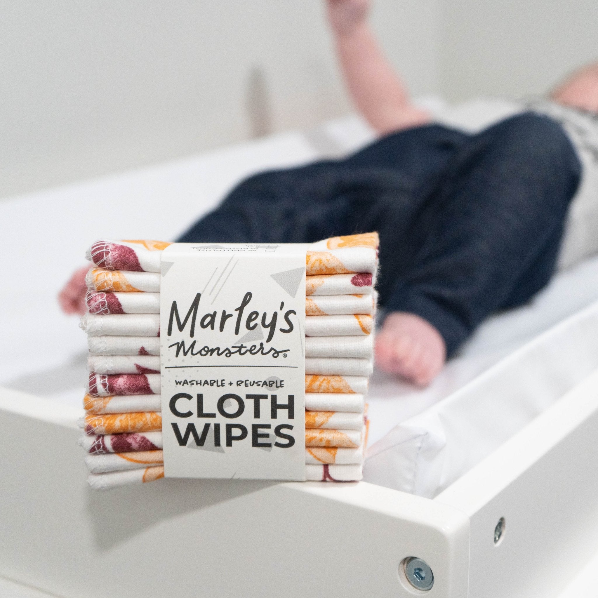 12 Cloth Wipes: Vintage Fruit - Marley&#39;s Monsters