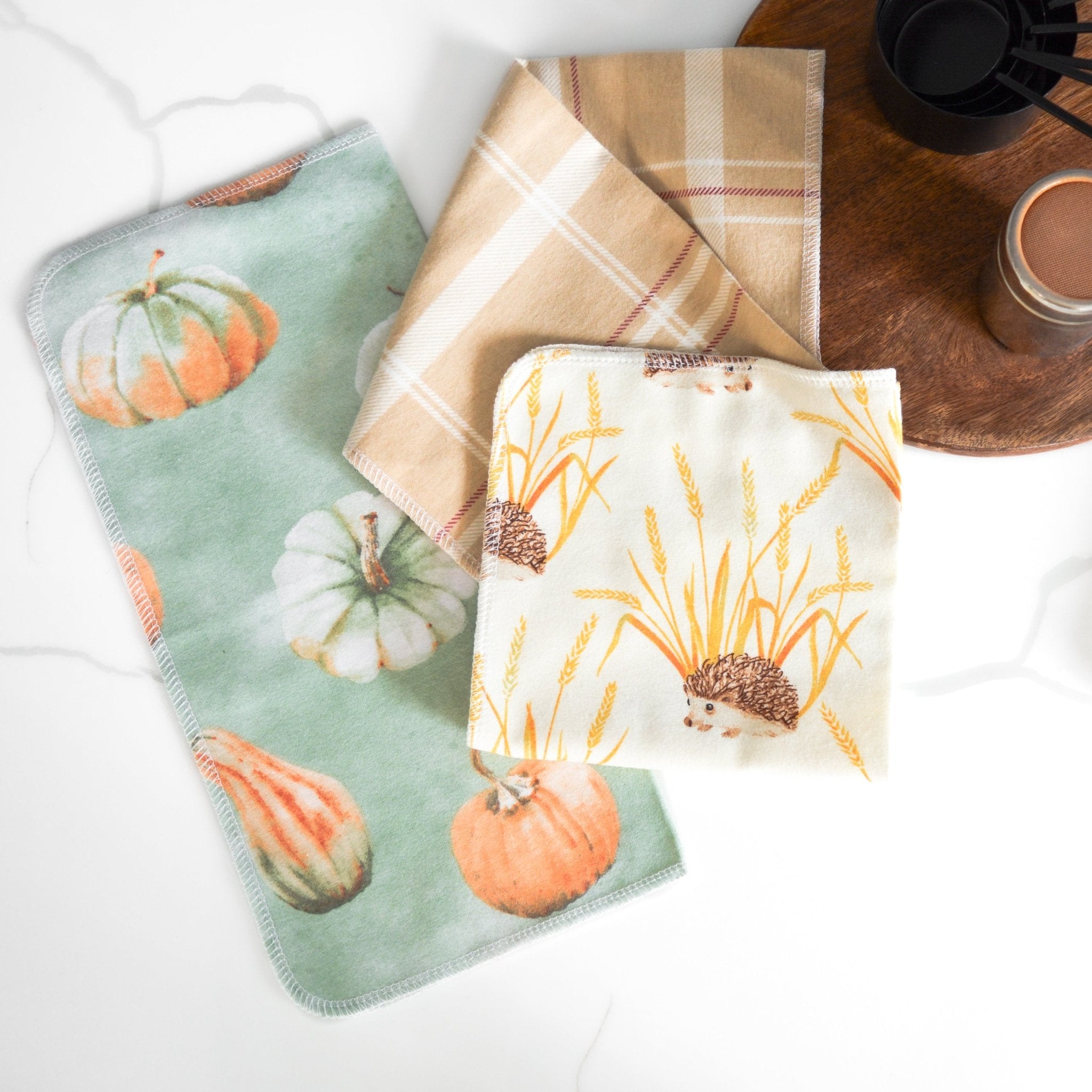 Kitchen Tea Towel: Pumpkin Patch Prints | Marley's Monsters Fall Trucks