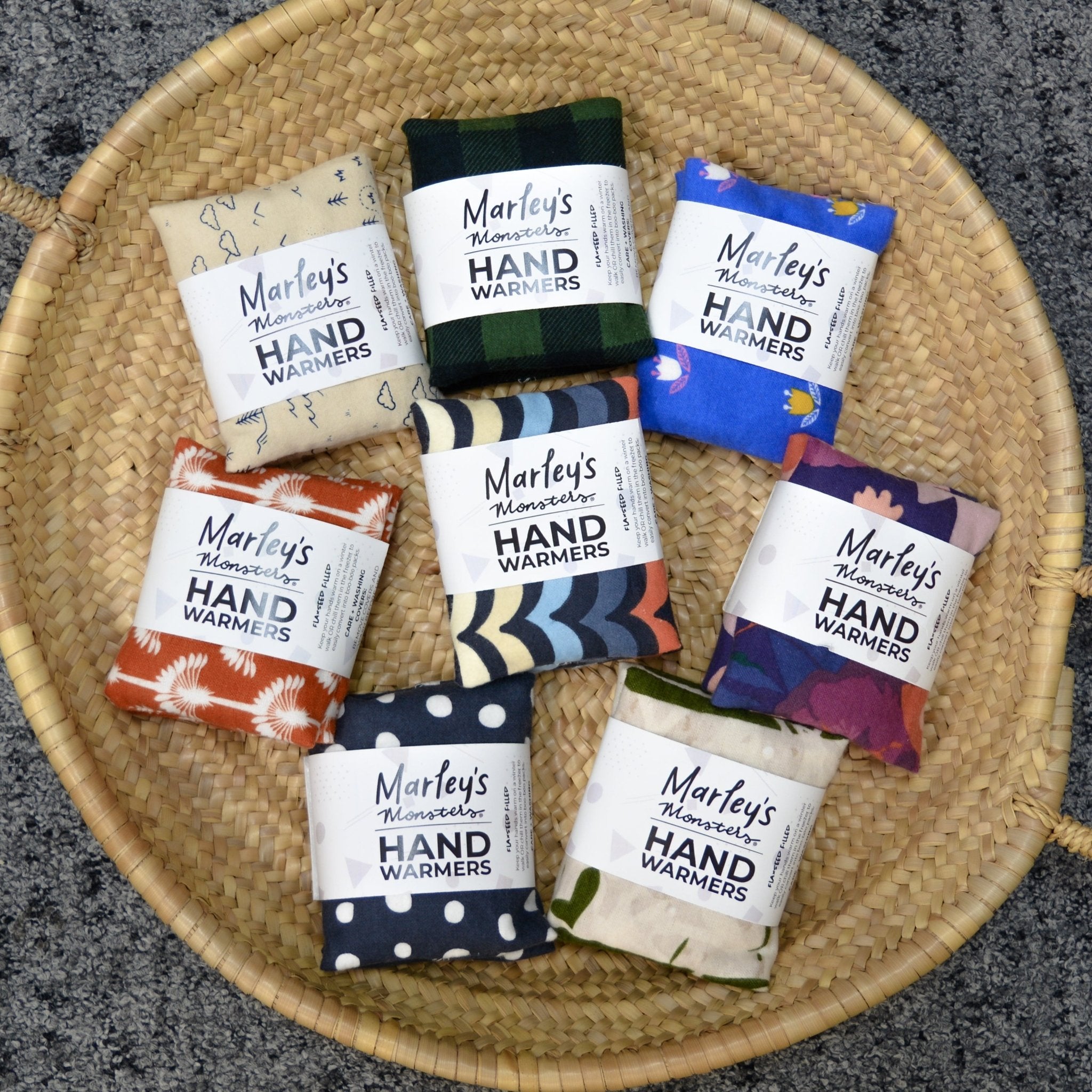 Hand Warmers + Covers: Flax Seed - Marley&#39;s Monsters