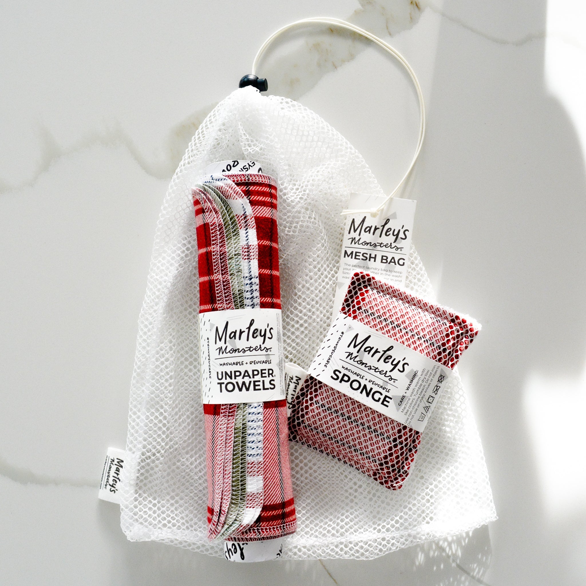 Holiday Sustainable Kitchen Bundle: Holiday Plaids - Marley&#39;s Monsters