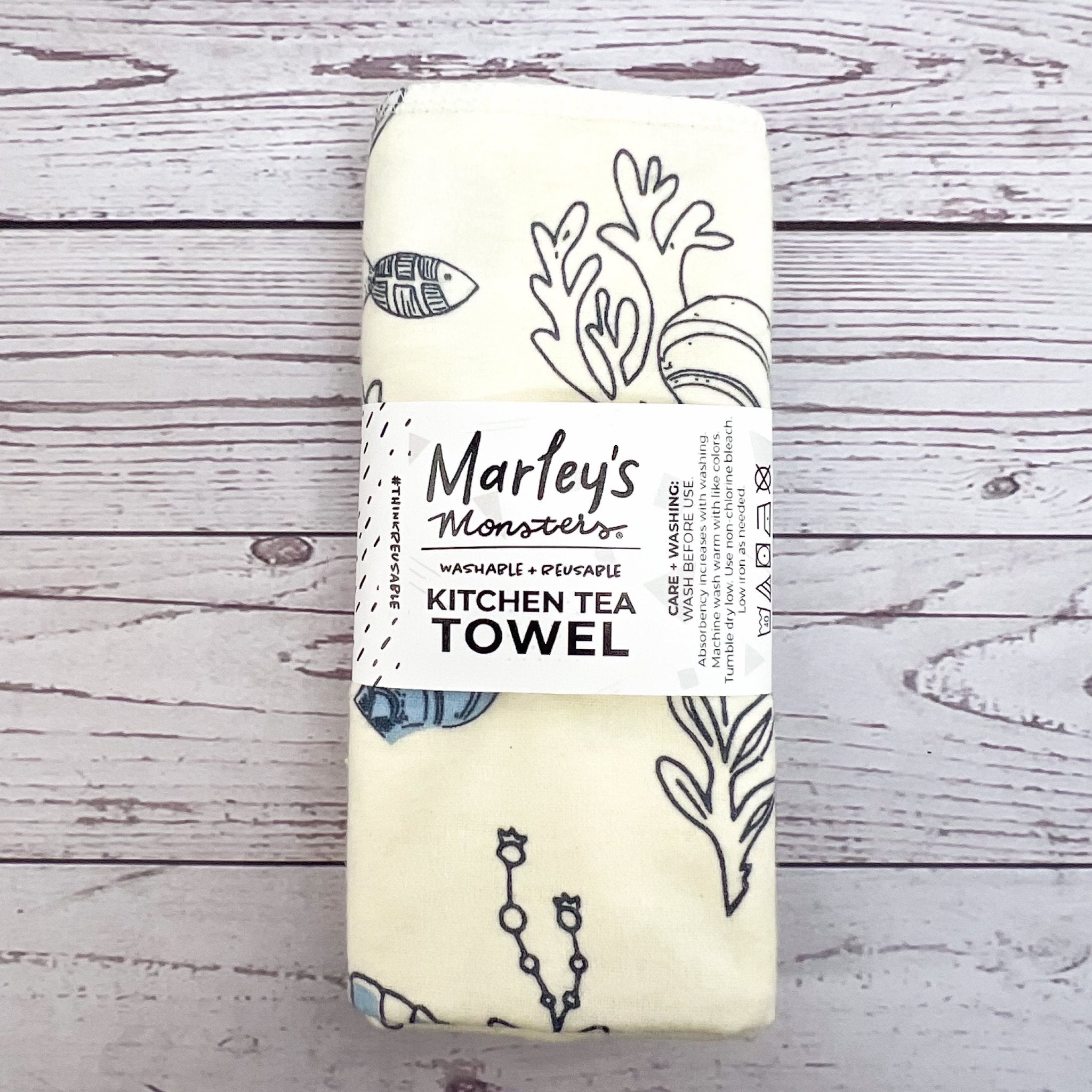 Kitchen Tea Towel: Air B n&#39; Beach Prints - Marley&#39;s Monsters