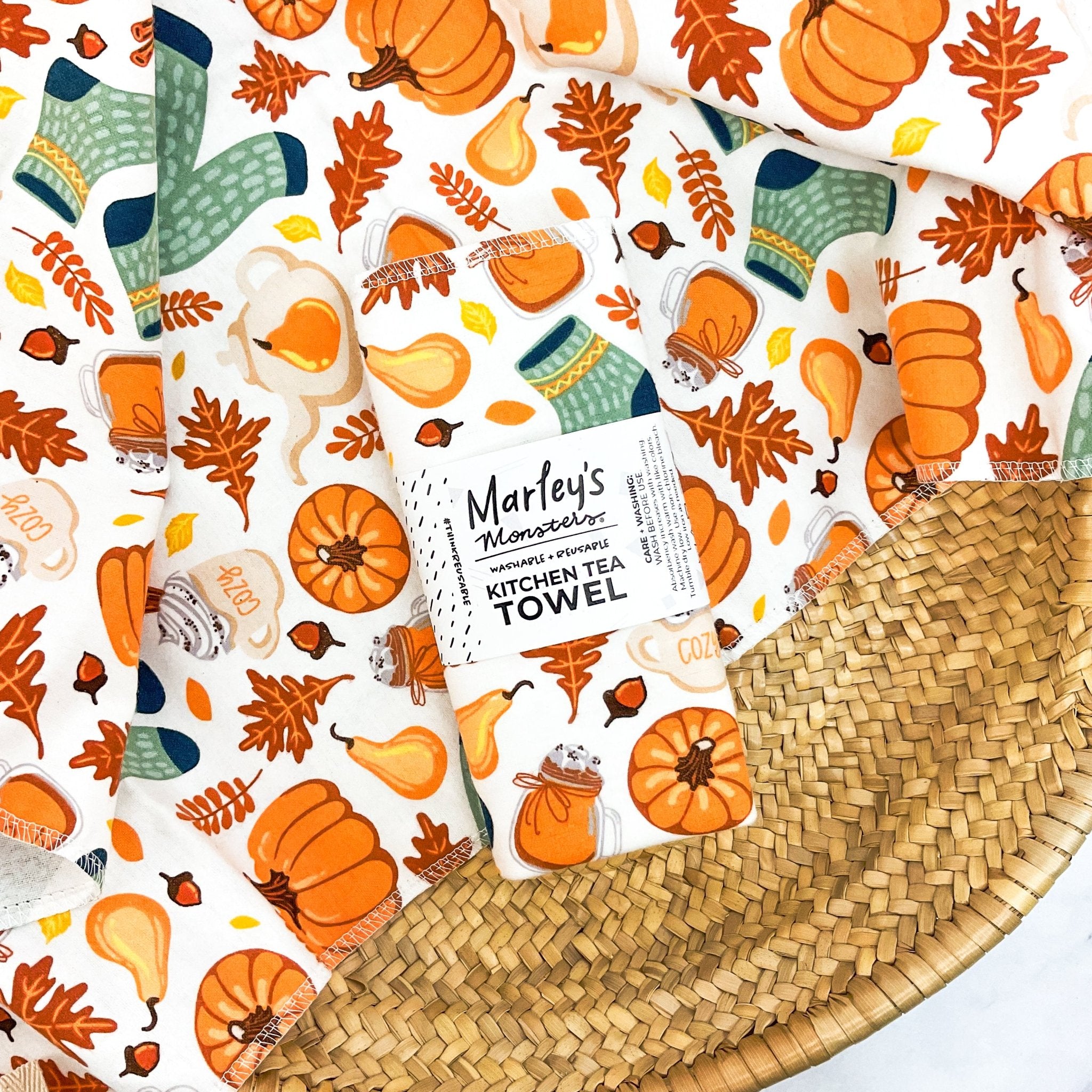 Kitchen Tea Towel: Pumpkin Patch Prints | Marley's Monsters Fall Trucks