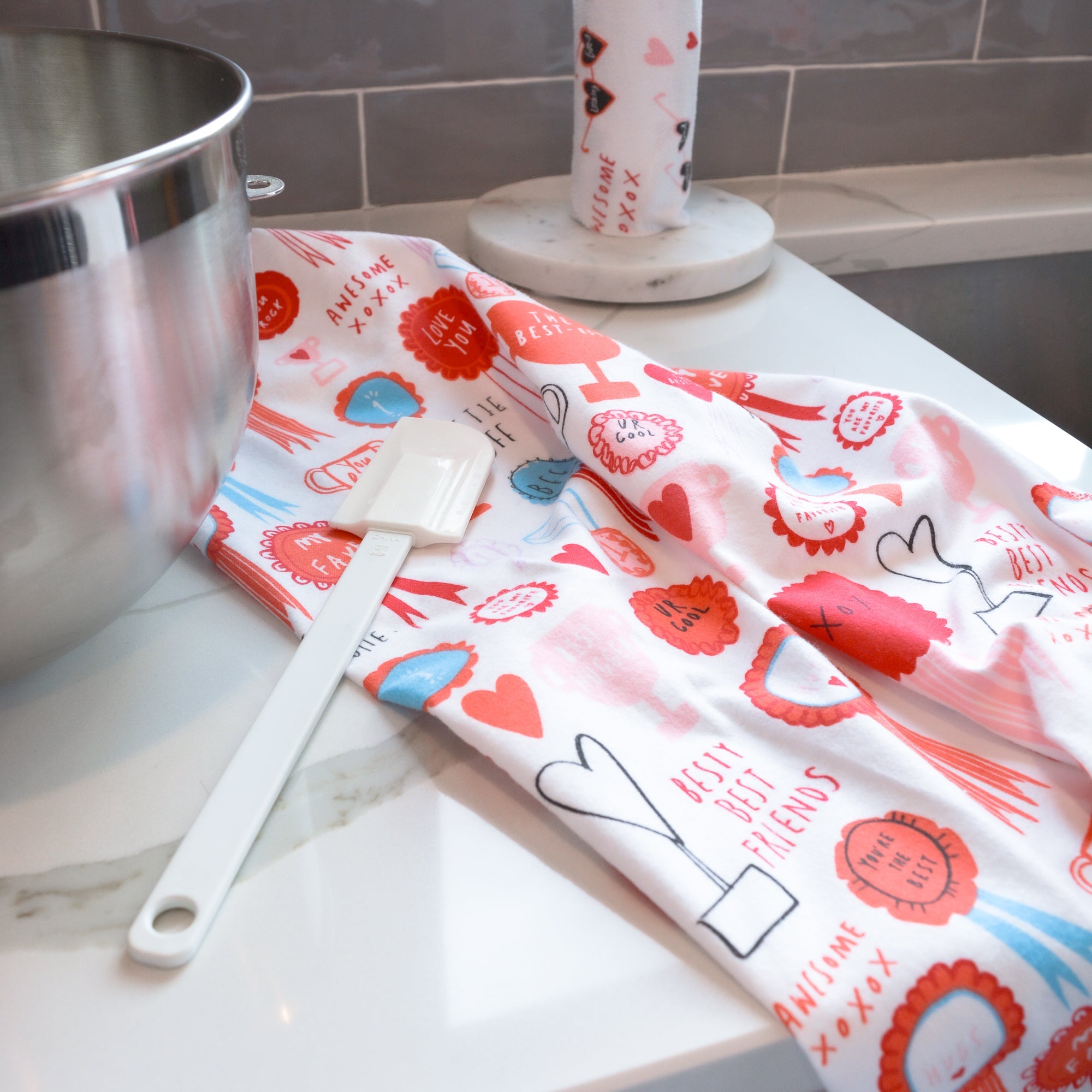 Kitchen Tea Towel: Valentine's Day Prints - Marley's Monsters