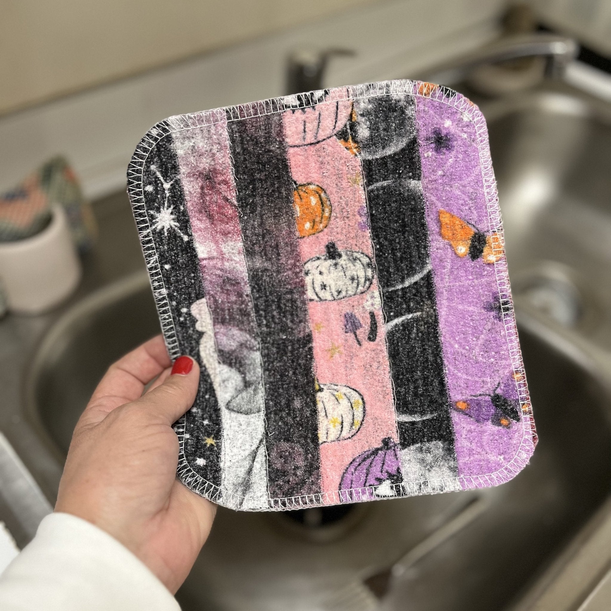 Scrap Felt Dish Cloth: Fall Prints - Marley&#39;s Monsters