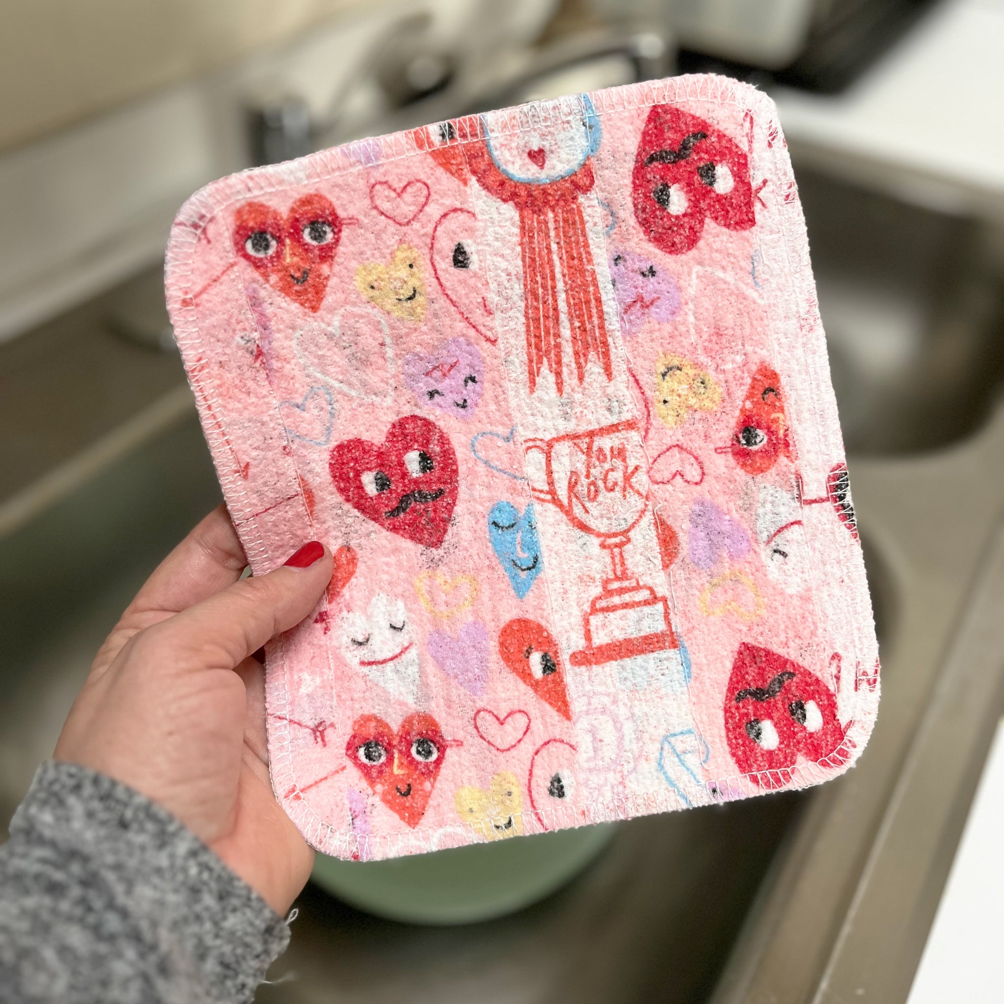 Scrap Felt Dish Cloth: Valentine's Day Prints - Marley's Monsters