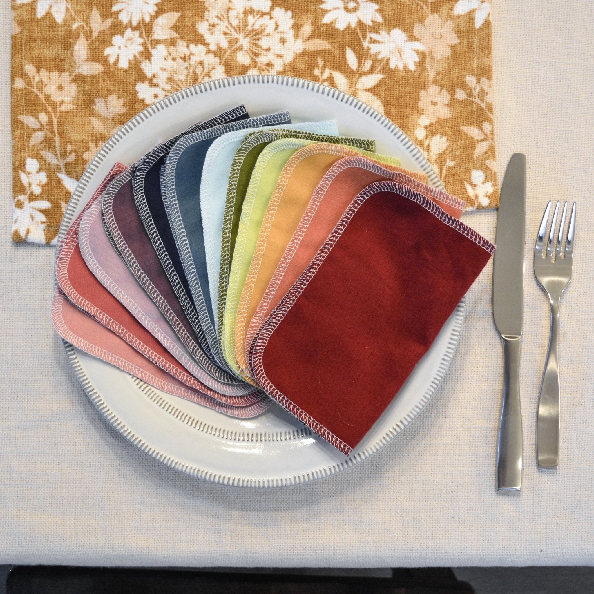 Cloth Napkins 12-Set (Solid Colors) Earthy Rainbow