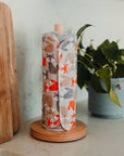 Marley's Monsters UNpaper® Towels + Wooden Holder shows cotton flannel reusable paper towels rolled like paper towel