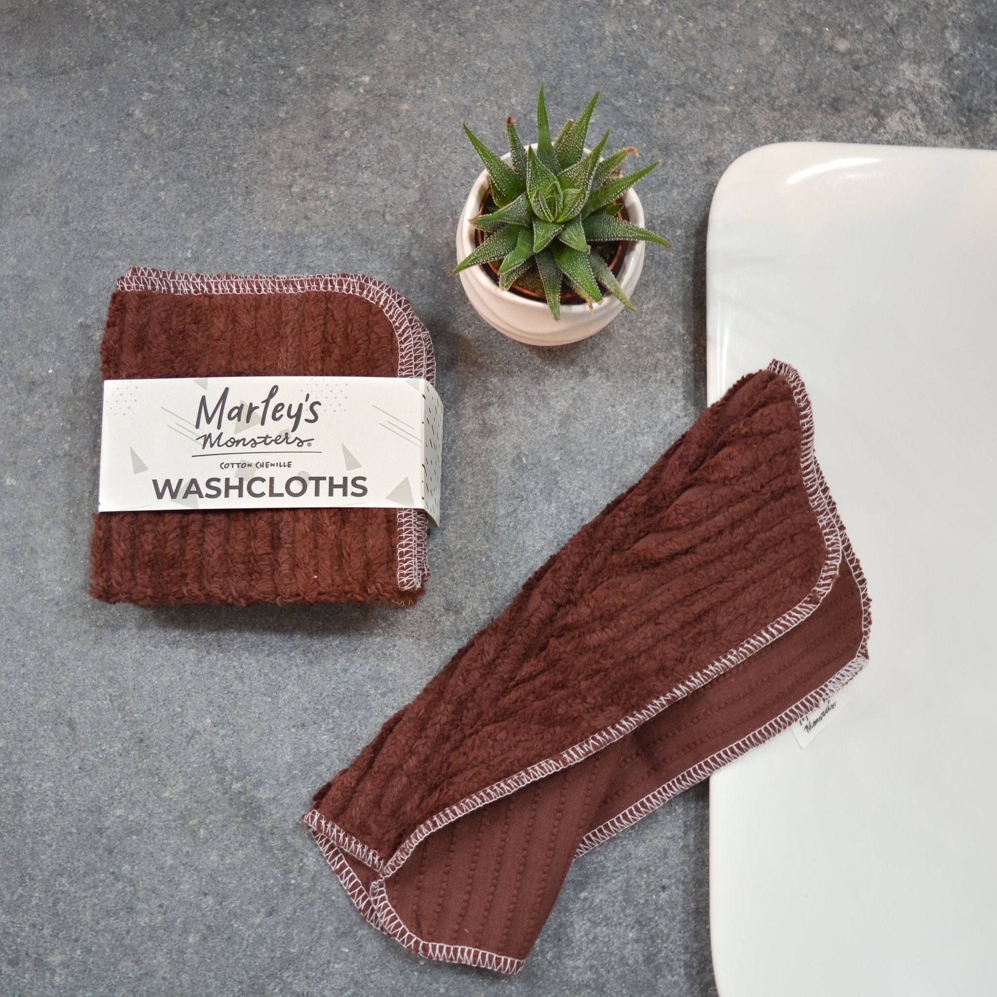 Cotton Chenille Washcloth - Washcloth | Marley's Monsters Sky Blue