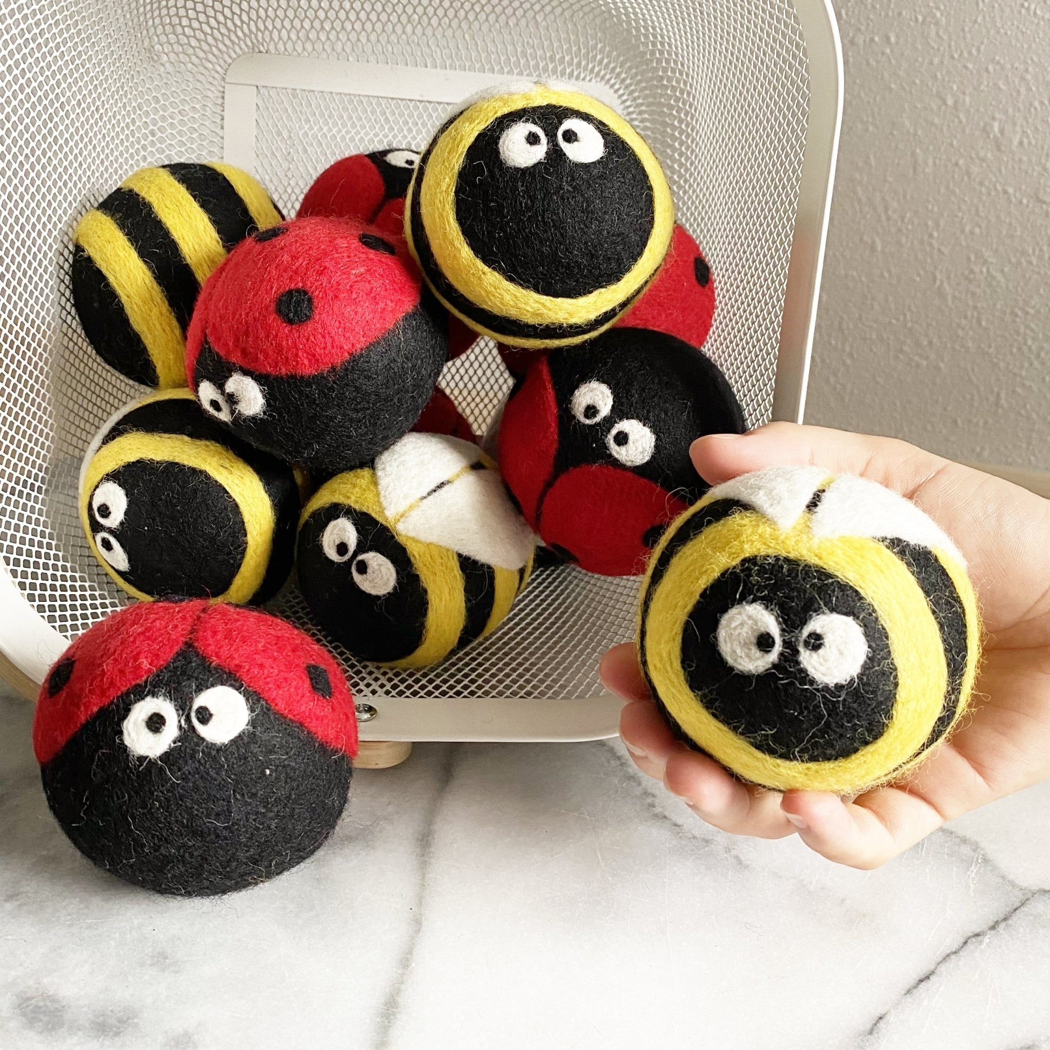 Wool Dryer Balls: Bugs Are Friends Set Of 6 - Marley&#39;s Monsters